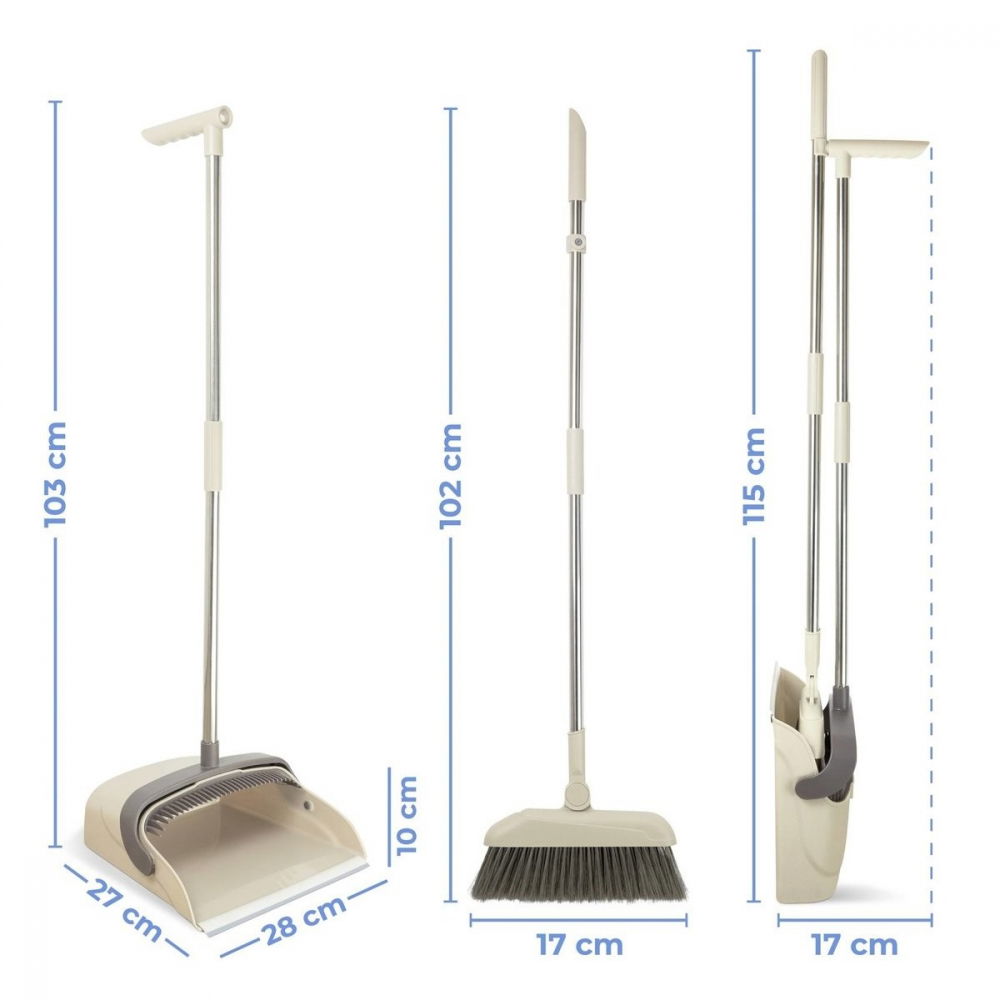 Set matura si faras cu coada, pentru uz casnic, plastic/otel, maro/bej, depozitare verticala, 26x25.5x83 cm [6]