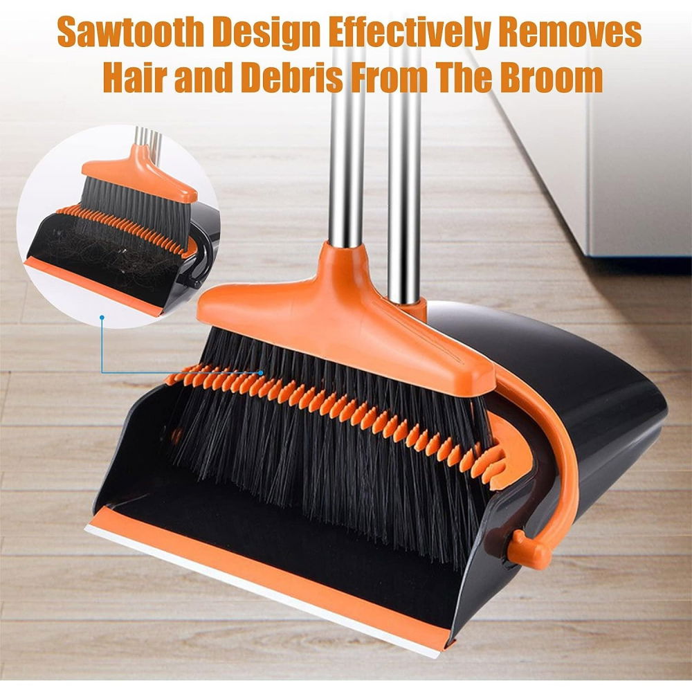 Set matura si faras cu coada, pentru uz casnic, plastic/otel, portocaliu/negru, depozitare verticala, 26x25.5x83 cm [3]