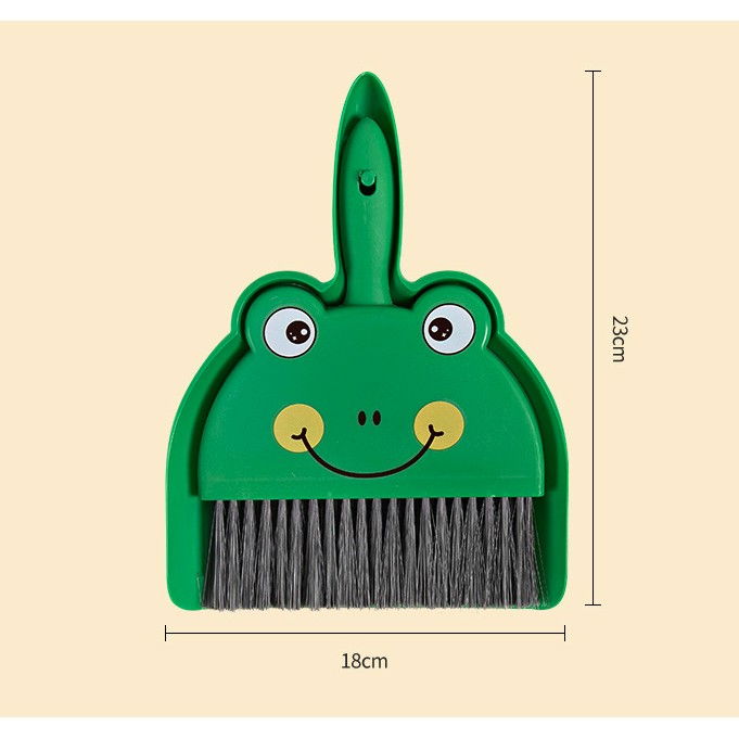 Set mini matura si faras, little cleaner, uz casnic, pentru birou, bucatarie, casa, model broscuta, 23 x 18 cm, verde [3]