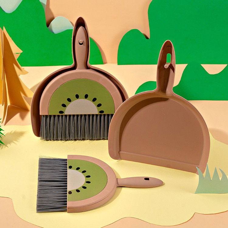 Set mini matura si faras, little cleaner, uz casnic, pentru birou, bucatarie, casa, model kiwi, 23 x 18 cm maro-verde [2]