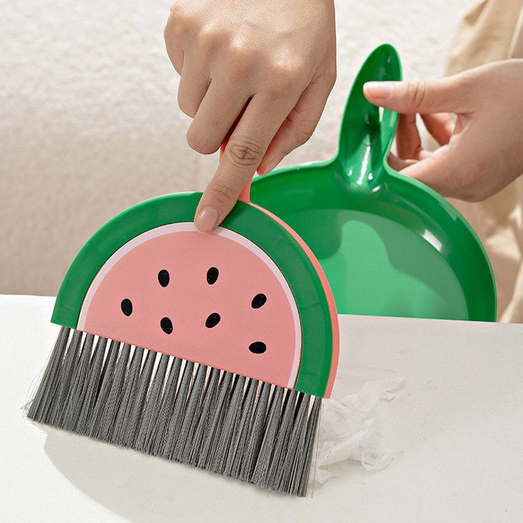 Set mini matura si faras, little cleaner, uz casnic, pentru birou, bucatarie, casa, model pepene verde, 23 x 18 cm roz-verde [4]