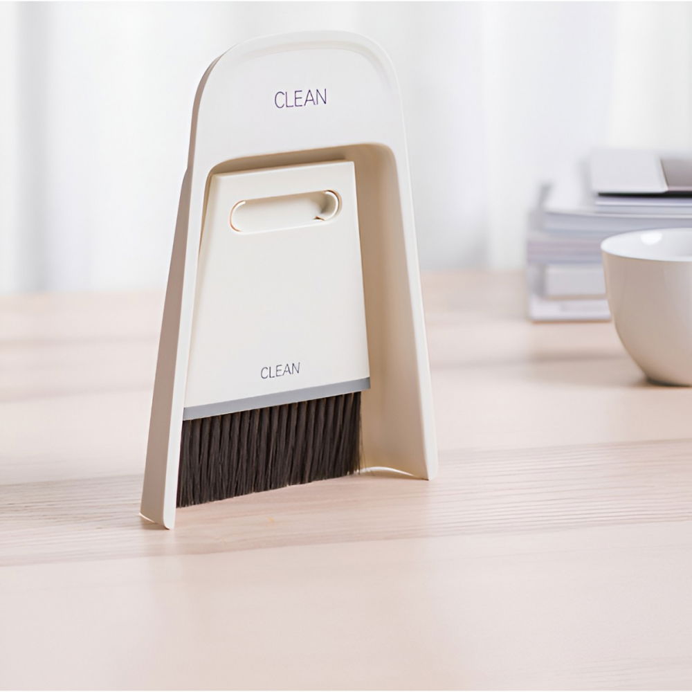 Set mini matura si faras, uz casnic, doua perii, pentru birou, bucatarie, casa, 19.5x13.8x3.6 cm, gri [3]