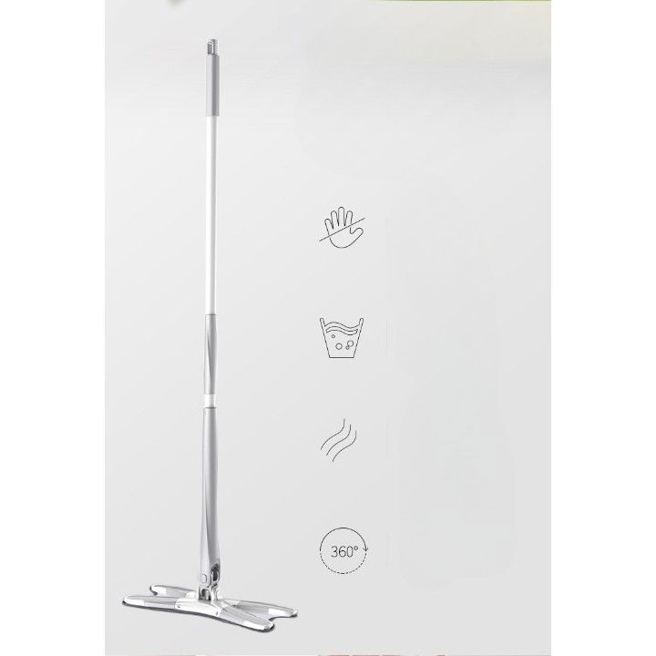 Set mop plat + galeata, cu sistem de stoargere, lungime telescopica 140 cm, argintiu/galben [8]