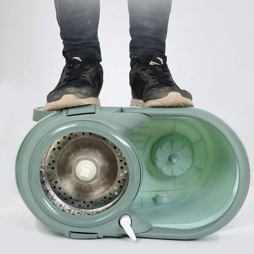 Set mop rotativ cu galeata material plastic si microfibra, o rezerva inclusa, rezistent, cu dop scurgere, vas detasabil, orificiu pentru solutie, pentru interior, capacitate 8 l, verde [5]