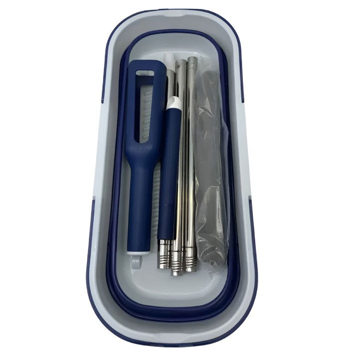 Set mop telescopic cu galeata pliabila, albastru, 32 cm, maner reglabil 140 cm, sistem de stoarcere eficient [3]