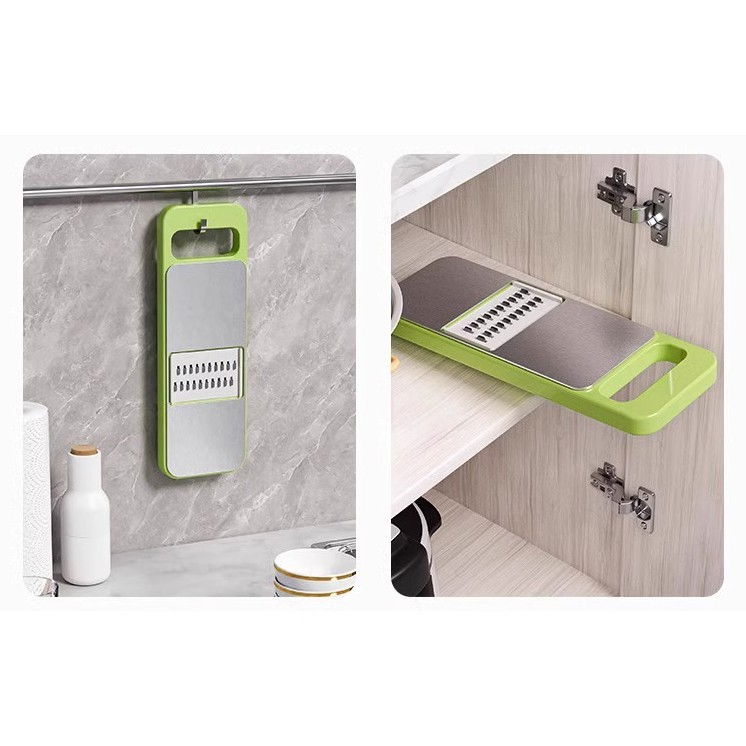 Set multifunctional din 7 piese, pentru taierea si maruntirea legumelor, uz casnic,din otel inoxidabil, gri-verde [6]