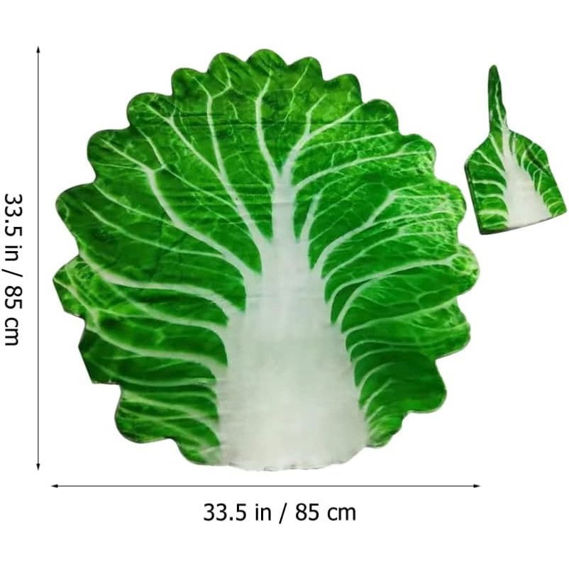 Set patura flanel si caciula  forma frunza de salata, pentru nou-nascuti, material poliester, 85 cm, verde [7]