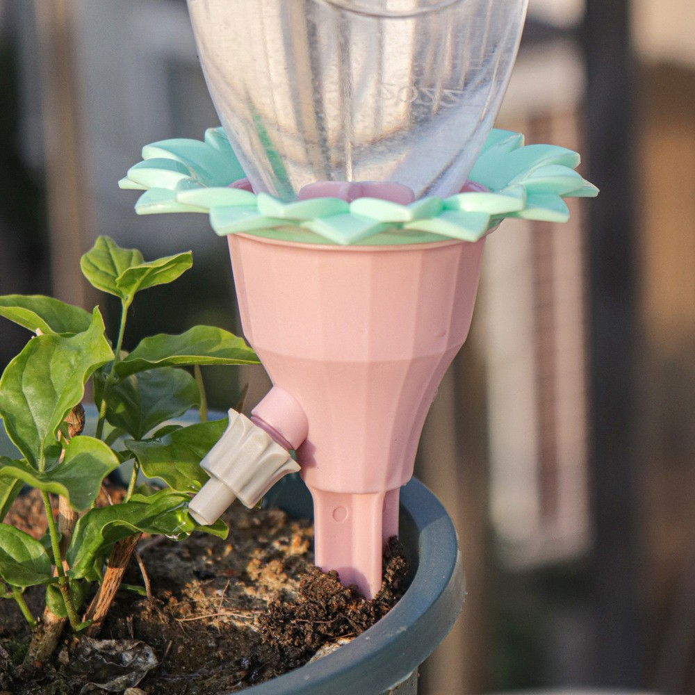 Set picuratoare cu valva pentru irigare design floare, viteza reglabila, fixare prin infigere, practic, 16.8 x 9 cm, roz [11]