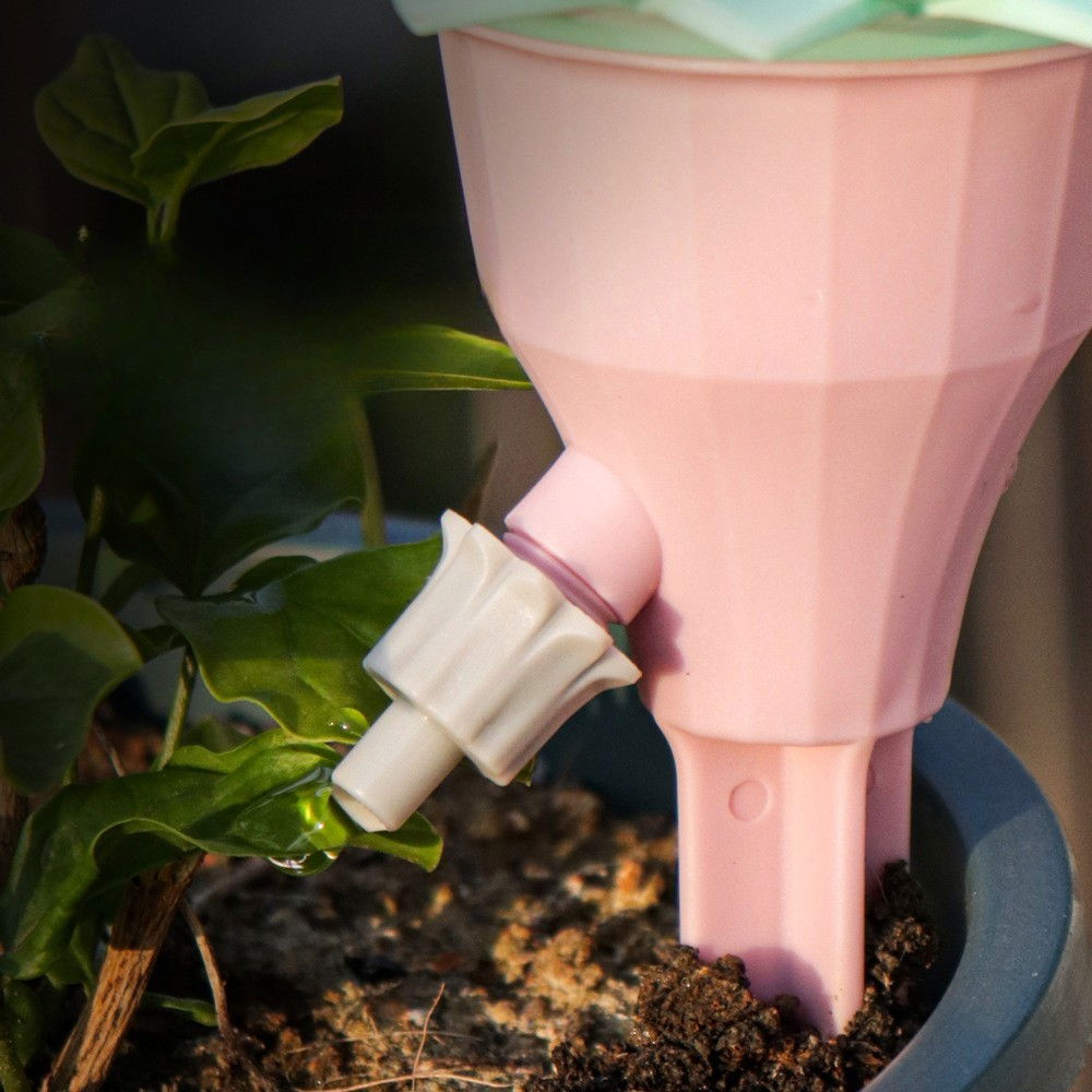 Set picuratoare cu valva pentru irigare design floare, viteza reglabila, fixare prin infigere, practic, 16.8 x 9 cm, roz [5]
