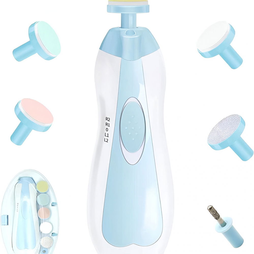 Set pila electrica pentru copii si bebelusi, abs, 6 accesorii, cu lumina led, albastru alb [4]