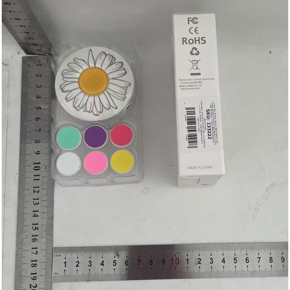 Set pila electrica pentru copii si bebelusi, abs, incarcare usb, model cu flori, 6 accesorii, cu lumina led, alb [7]