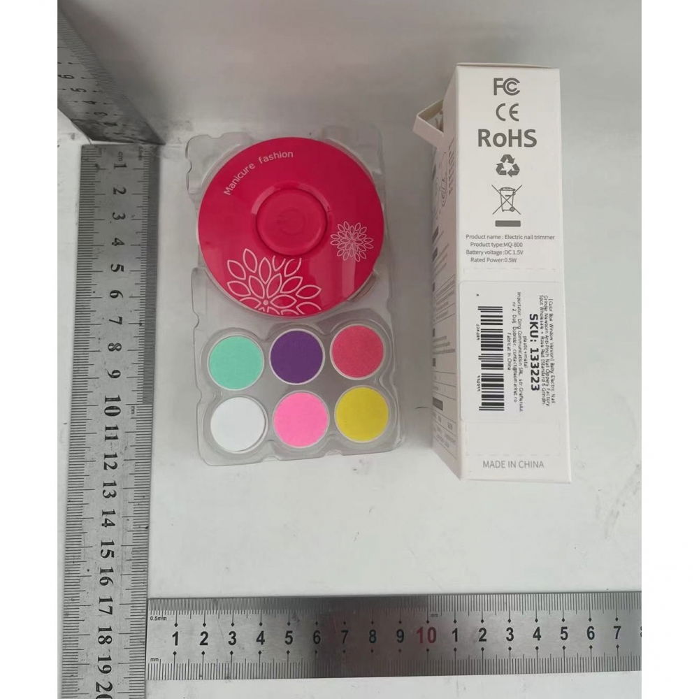 Set pila electrica pentru copii si bebelusi, abs, incarcare usb, model cu flori, 6 accesorii, cu lumina led, fucsia [6]