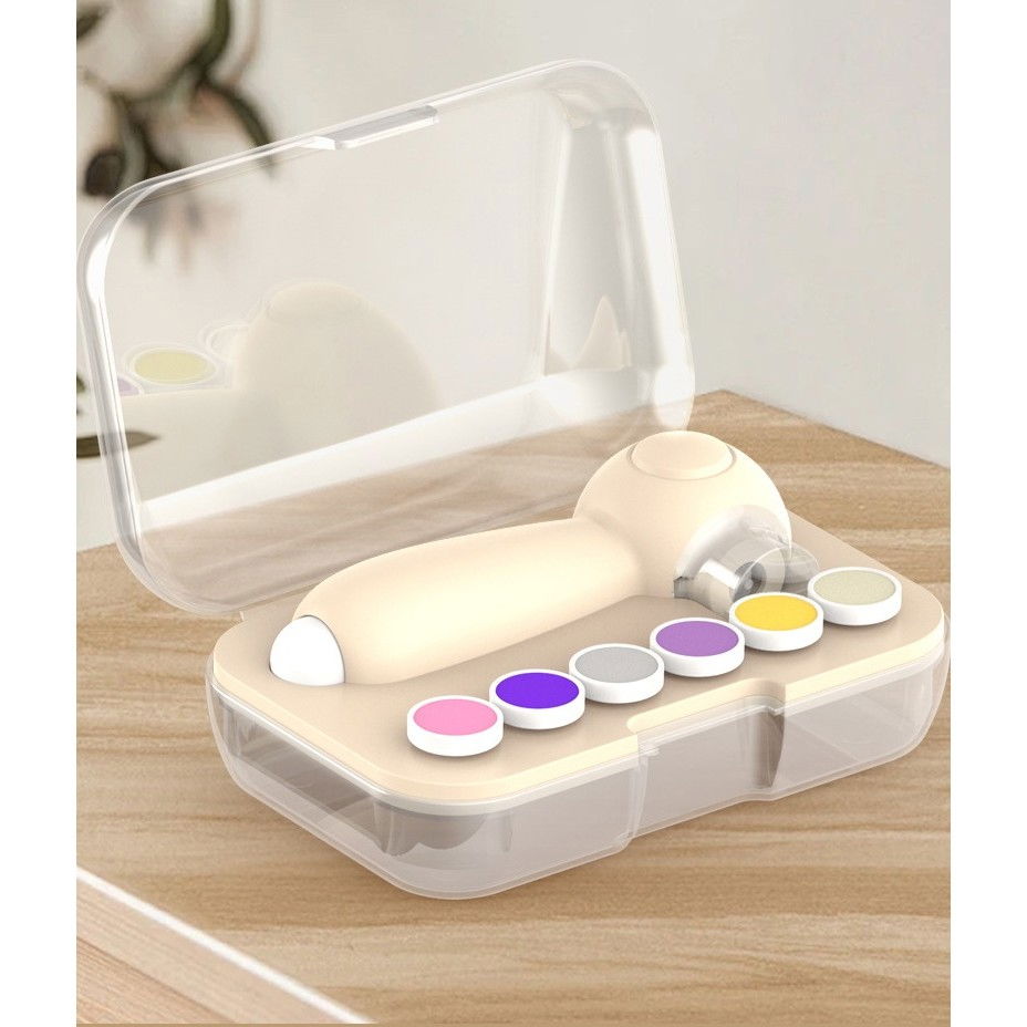 Set pila electrica, pentru copii si bebelusi, din abs, 6 accesorii, incarcare usb, cu lumina led, 11.5 x 5.5 cm, alb [2]