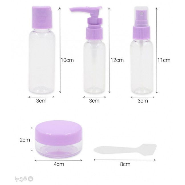 Set recipiente pentru cosmetice, 5 piese, cu gentuta, pentru calatorii, reutilizabile, mov, material plastic, 40 ml, 10g [4]
