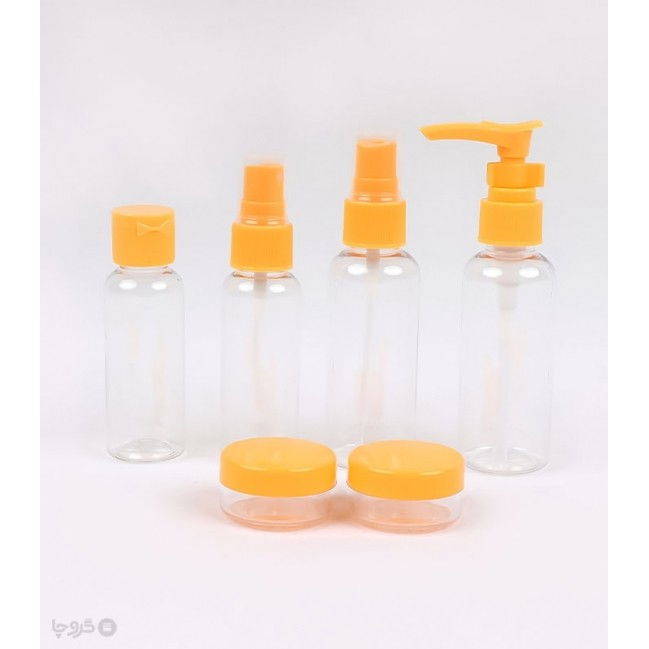 Set recipiente pentru cosmetice, 5 piese, cu gentuta, pentru calatorii, reutilizabile, portocaliu, material plastic, 40 ml, 10g [5]