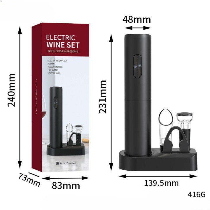 Set tirbuson electric din 5 piese, deschizator electric, cu baterii, multifunctional, 23x14cm, negru [2]