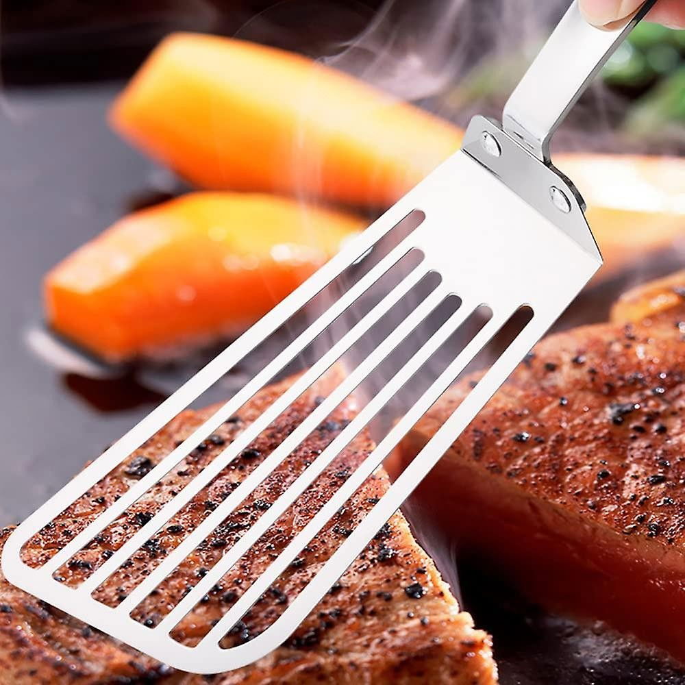 Spatula flexibila  fish turner, din otel, durabila, cu margini subtiri pentru taiere, pentru carne, oua, peste, multifunctionala, argintiu [7]