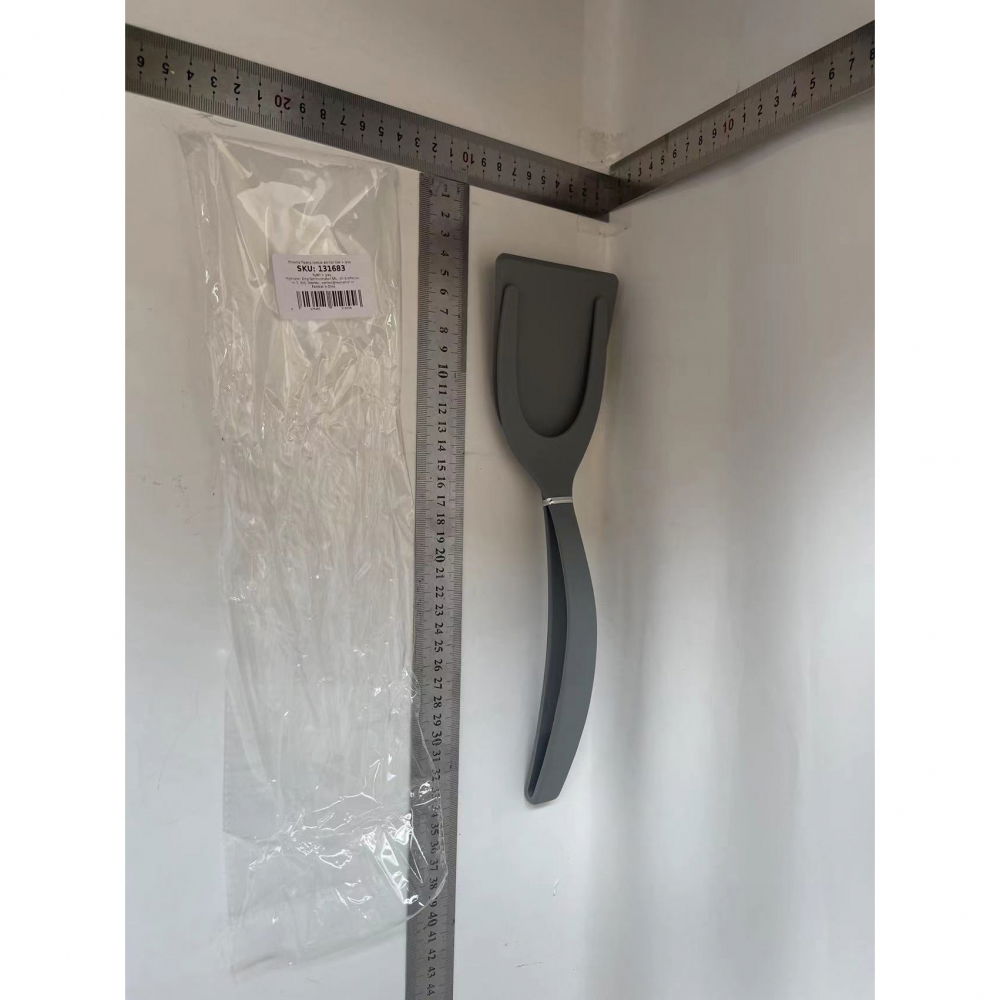 Spatula multifunctionala tip cleste, spatula cleste pentru gatit, silicon pp, pentru alimente, carne, paine, 31 x 8.5 cm gri [2]