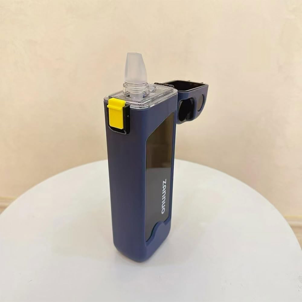 Sticla de apa pentru sport, 350 ml, cu pai si capac, 23x7x4.4 cm, buton de blocare, din pc, albastru [4]