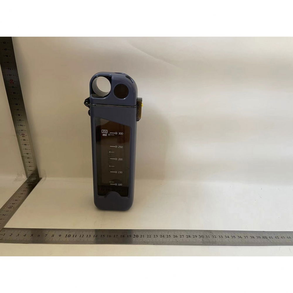 Sticla de apa pentru sport, 350 ml, cu pai si capac, 23x7x4.4 cm, buton de blocare, din pc, albastru [2]