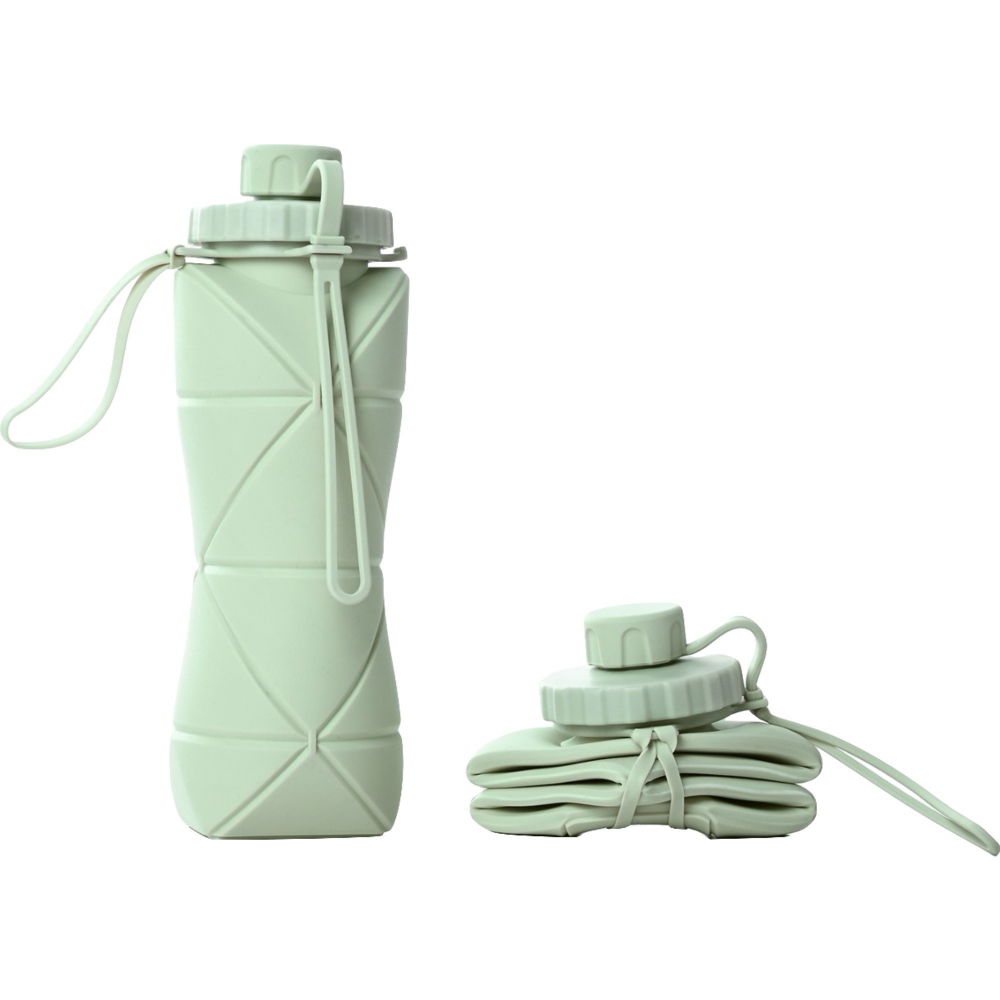 Sticla de apa pliabila  din silicon,reutilizabila, rezistenta la temepreturi ridiate, usor de depozitat si carat, 22 x 7.8 cm, 600 ml, verde [1]