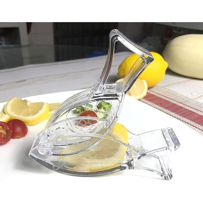 Storcator de citrice manual, rezistente, usor de folosit si depozitat, durabil, calitativ, 12x5.2 cm, model peste, transparent [8]