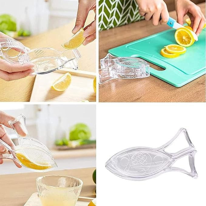 Storcator de citrice manual, rezistente, usor de folosit si depozitat, durabil, calitativ, 12x5.2 cm, model peste, transparent [3]
