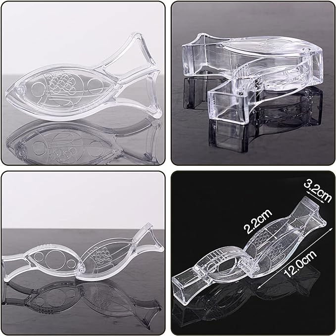 Storcator de citrice manual, rezistente, usor de folosit si depozitat, durabil, calitativ, 12x5.2 cm, model peste, transparent [4]