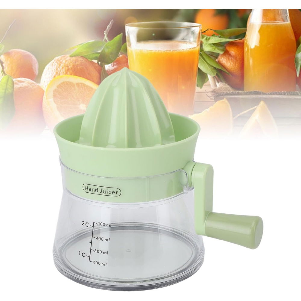 Storcator de citrice manual, rezistente, usor de folosit si depozitat, durabil, calitativ, 16.5x13cm, transparent/ verde [9]