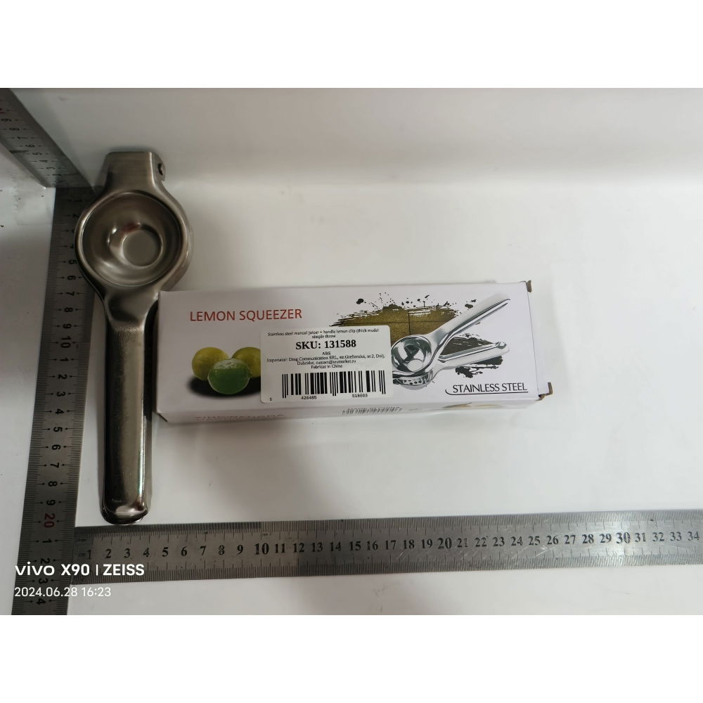 Storcator de citrice manual, storcator de fructe moi, rezistent, usor de folosit si depozitat, durabil, calitativ, 20.5 x 7cm, inox, argintiu [7]