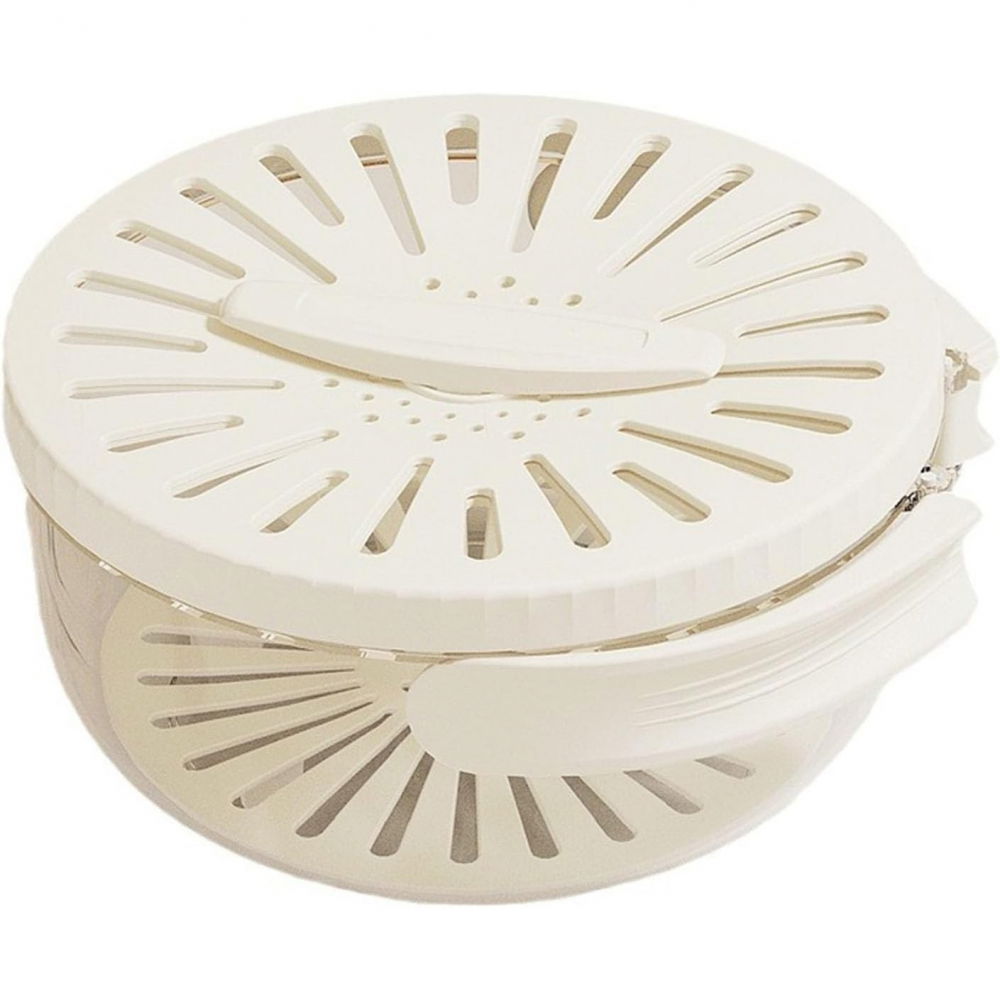 Strecuratoare 2 in 1 pentru fructe si legume, cos de scurgere si cutie de depozitare, 15.5 x 8.3 cm, din pp, cu maner si capac, alb [1]