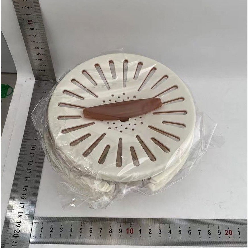 Strecuratoare 2 in 1 pentru fructe si legume, cos de scurgere si cutie de depozitare, 15.5 x 8.3 cm, din pp, cu maner si capac, maro [2]