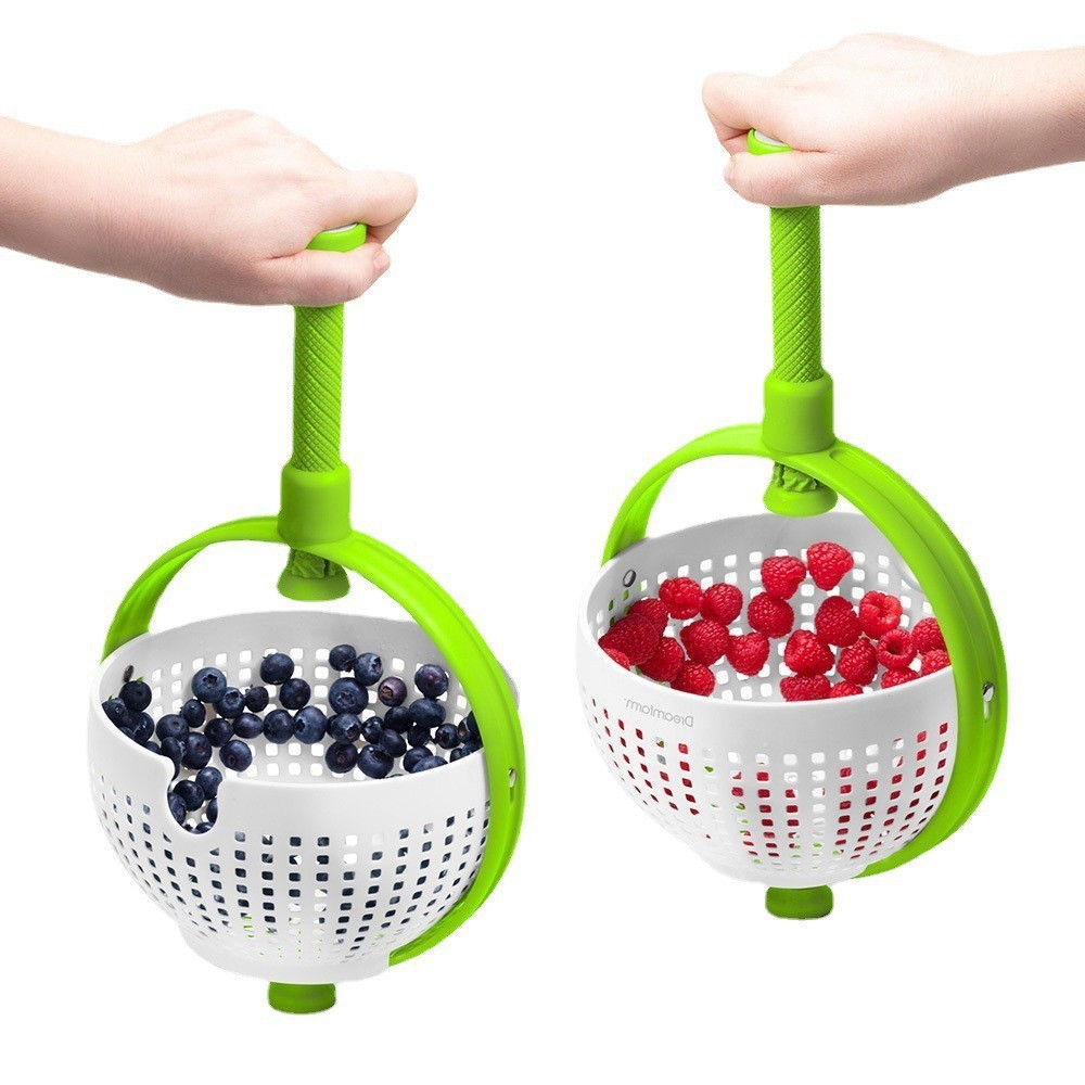 Strecuratoare multifunctionala rotativa, cu maner, material abs, 22x12 cm, maner 18 cm, cu ventuza pentru prindere sigura, practic si usor de folosit, verde [5]