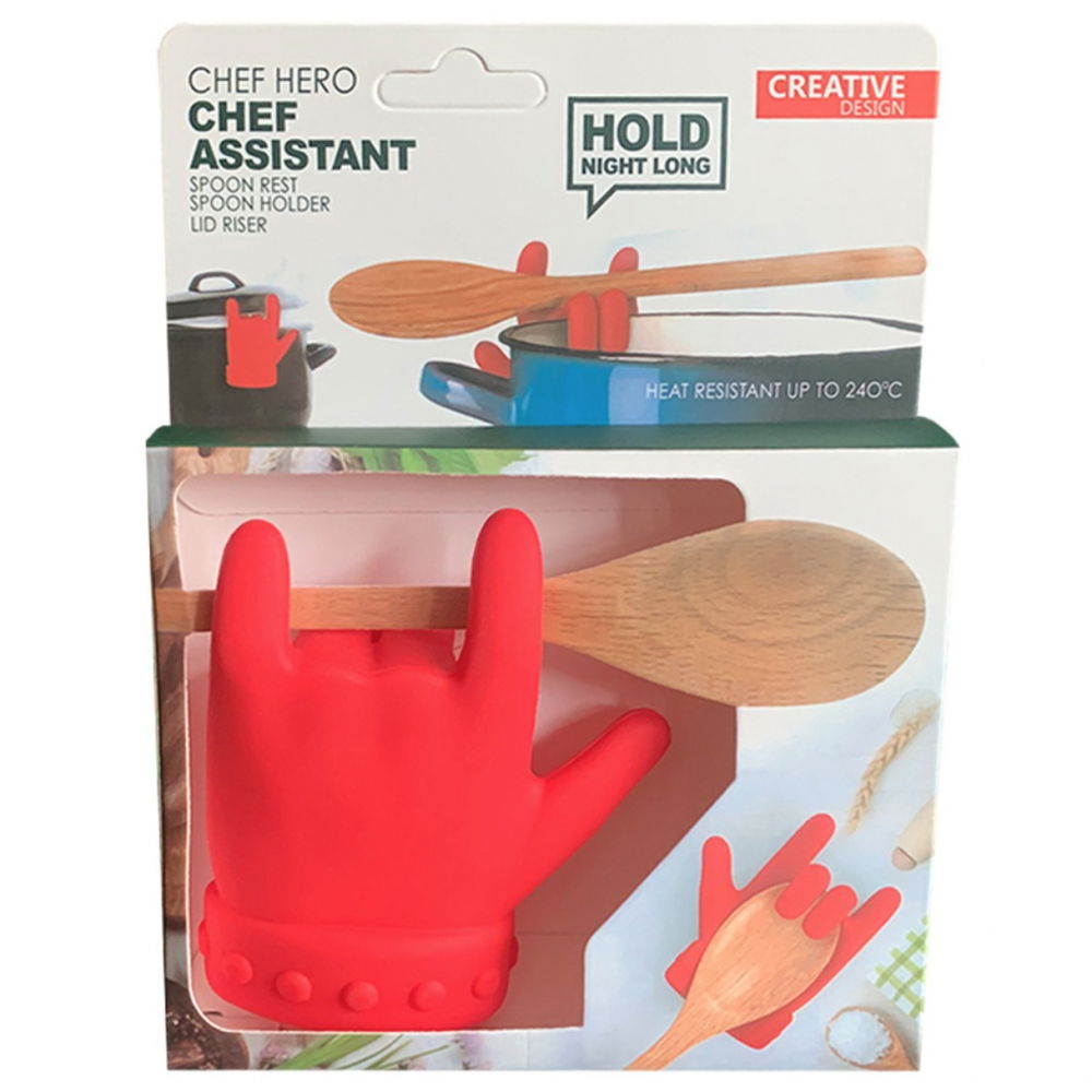 Suport capac anti- varsare, suport lingura pentru oala, model in forma de deget, din silicon, rosu [2]