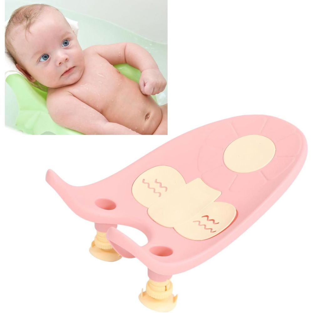 Suport de baie bebelusi, 0-12 luni, montare pe chiuveta/lavoar/cada, ventuze antiderapante cu intaltime reglabila, 50 x 24 x 12.5 cm, roz [6]