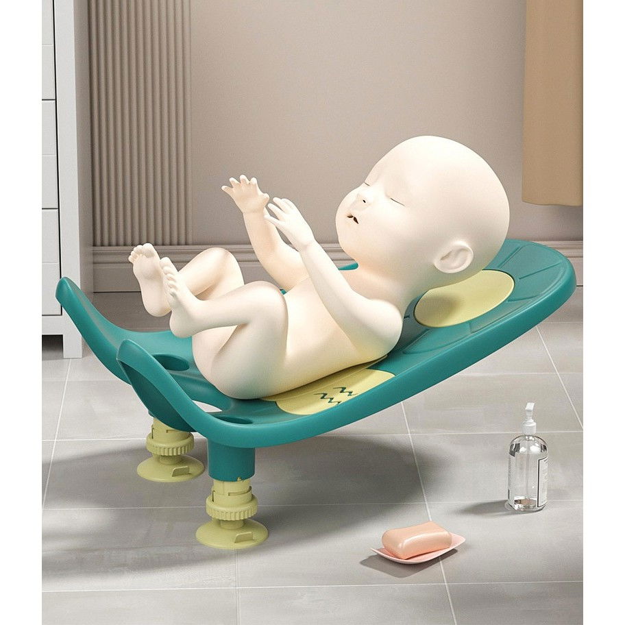 Suport de baie bebelusi, 0-12 luni, montare pe chiuveta/lavoar/cada, ventuze antiderapante cu intaltime reglabila, 50 x 24 x 12.5 cm, verde [4]