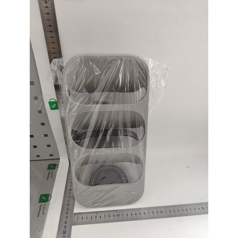 Suport - organizator pentru tacamuri, 3 compartimente, suport pentru cosmetica, ustensile, material pp durabil, 33 x 16 x 15 cm gri [3]