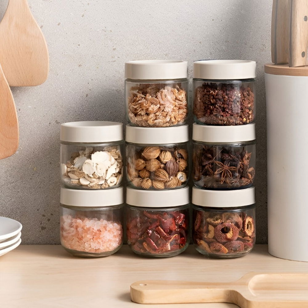 Suport pentru depozitare condimente, ulei, otet, montare pe perete din 9 piese, uz casnic, pentru bucatarie, 24 x 21.9 x 31.5cm, alb [4]