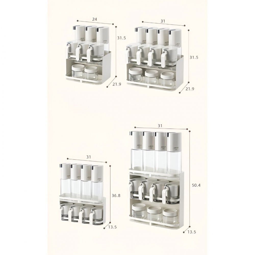 Suport pentru depozitare condimente, ulei, otet, montare pe perete din 9 piese, uz casnic, pentru bucatarie, 24 x 21.9 x 31.5cm, alb [6]