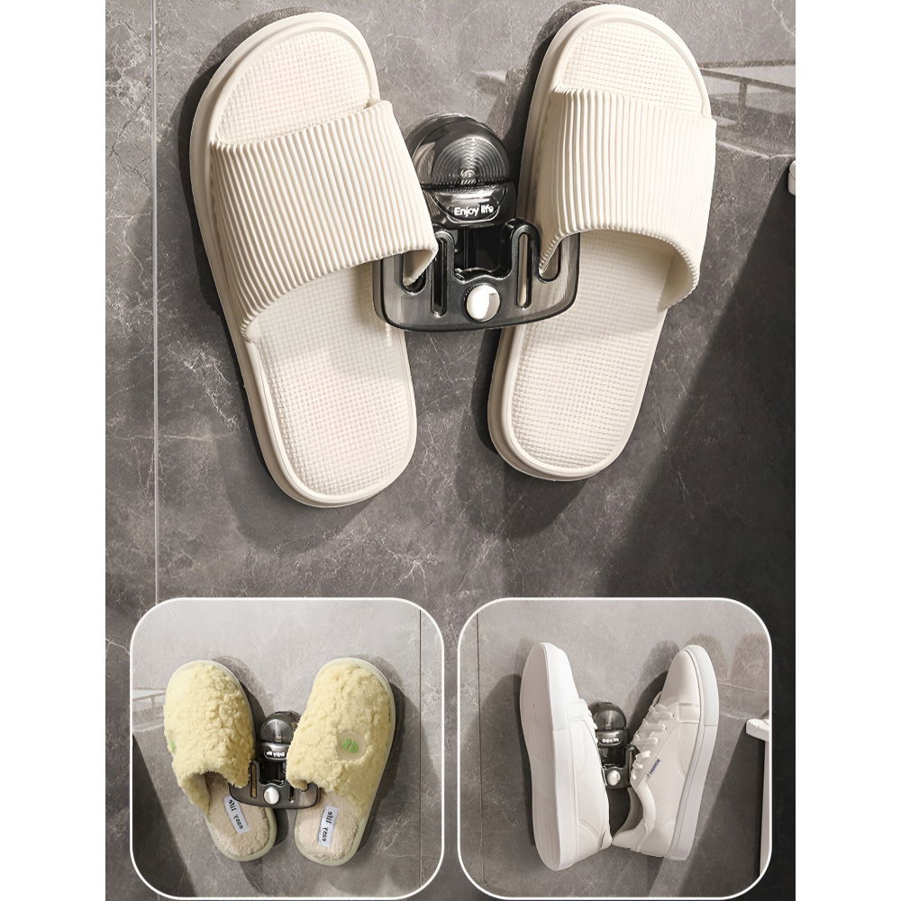 Suport pentru incaltamintea de casa, fara perforare, montare pe perete, prindere adeziva, 11.6x11x4.8cm, gri transparent [9]