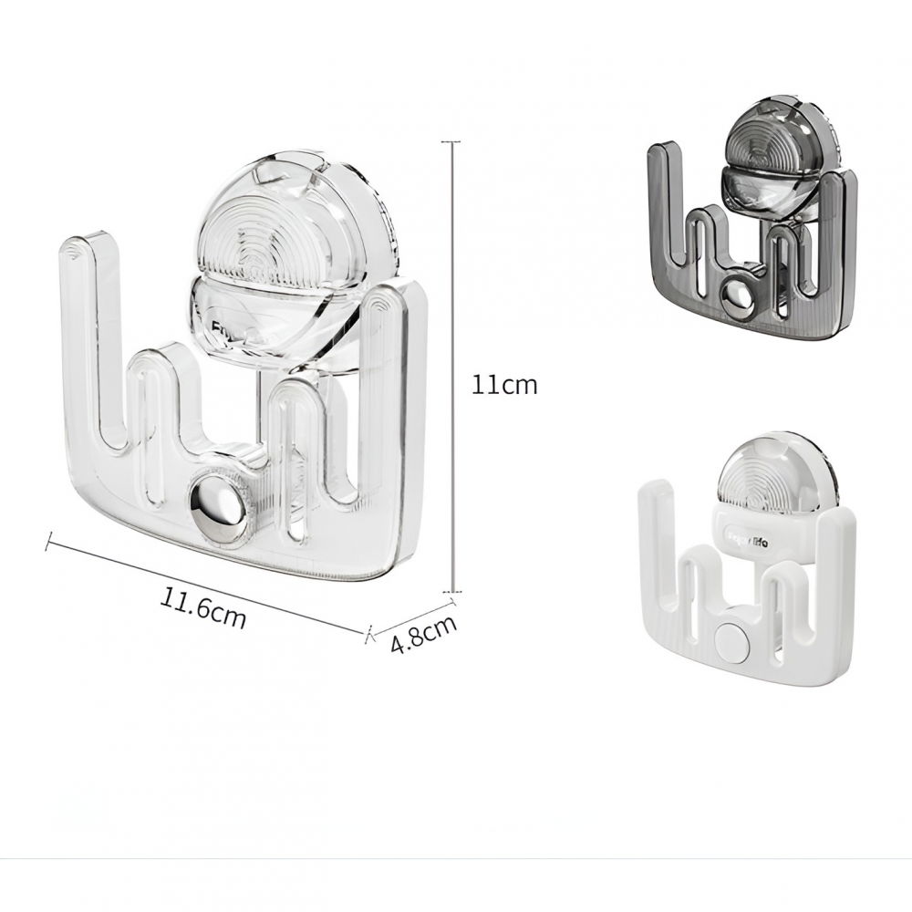 Suport pentru incaltamintea de casa, fara perforare, montare pe perete, prindere adeziva, 11.6x11x4.8cm, gri transparent [4]