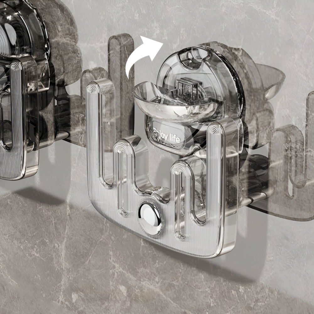 Suport pentru incaltamintea de casa, fara perforare, montare pe perete, prindere adeziva, 11.6x11x4.8cm, transparent [6]