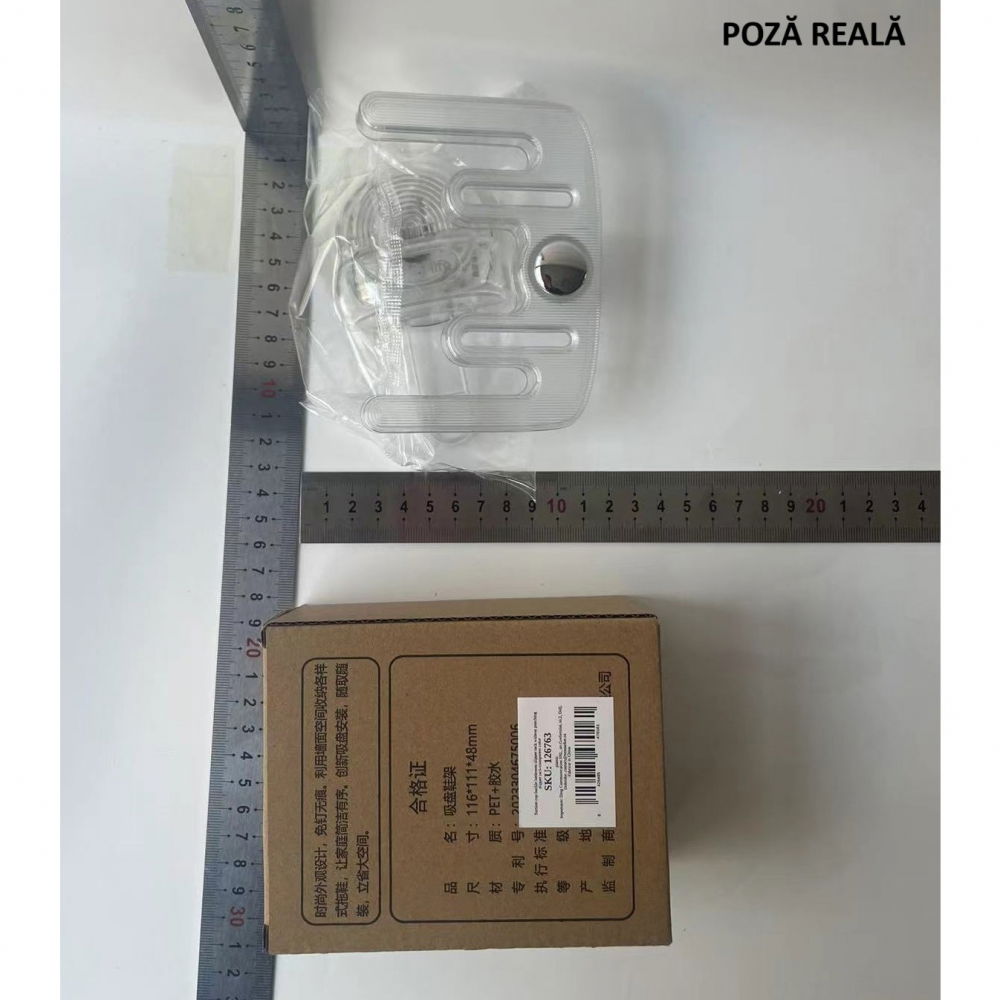 Suport pentru incaltamintea de casa, fara perforare, montare pe perete, prindere adeziva, 11.6x11x4.8cm, transparent [8]