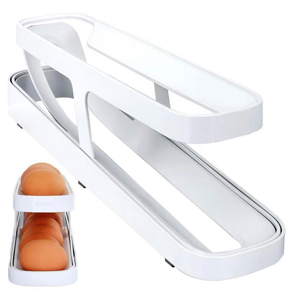 Suport pentru oua, pentru usa frigiderului, cu doua straturi, 36x8.2x10cm, alb [5]