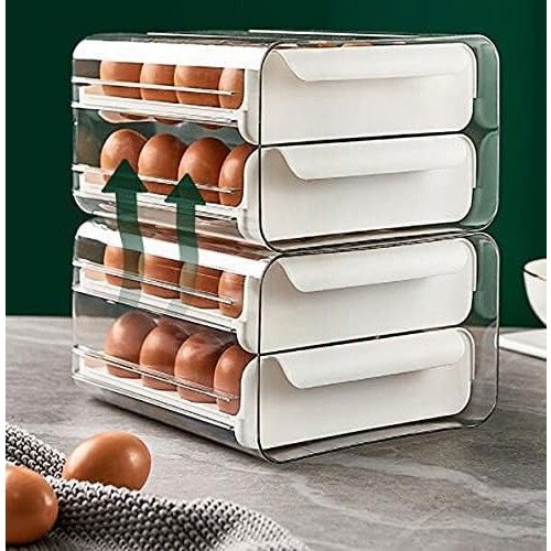 Suport pentru oua, strat dublu, capacitate 32 de oua,  23.5x21.5 cm, din plastic, alb [4]