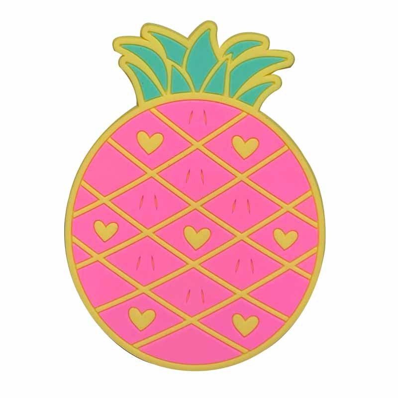 Suport pentru pahar, model ananas, din pvc, 12 x 9 cm, rezistent la caldura, roz [1]