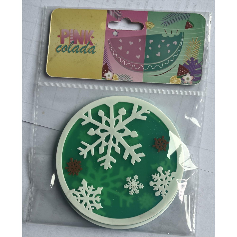 Suport pentru pahar, model fulg de nea, din pvc, 10 cm, rezistent la caldura, verde [2]