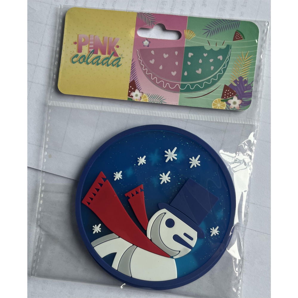 Suport pentru pahar, model om de zapada, din pvc, 10 cm, rezistent la caldura, albastru [5]