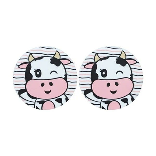 Suport pentru pahar, model vacuta, din pvc, 10 cm, rezistent la caldura, alb/negru [3]