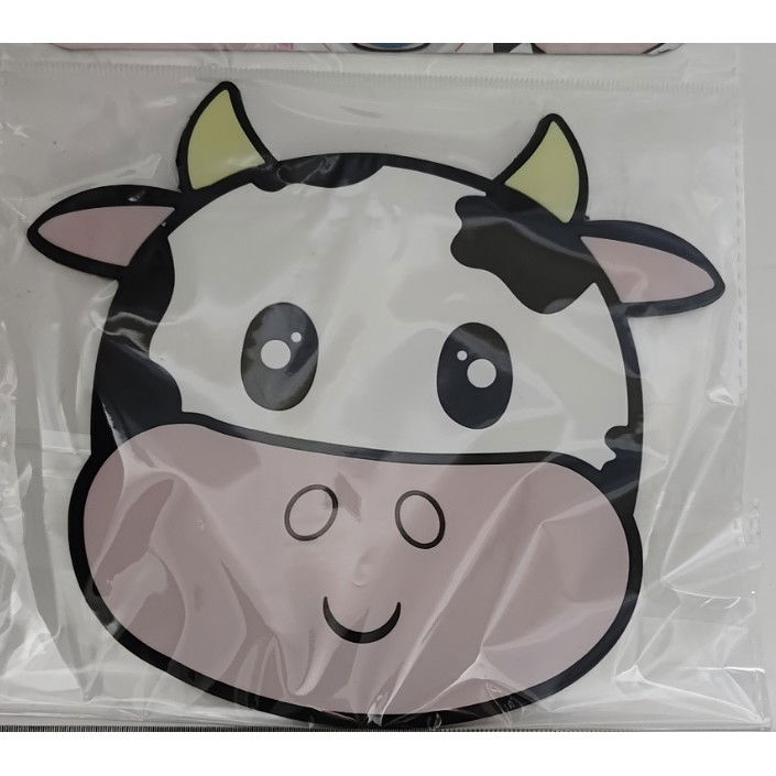 Suport pentru pahar, model vacuta, din pvc, 15.5 x 15.5 cm, rezistent la caldura, alb/roz [2]